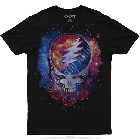 Liquid Blue Cosmic Stealie Black Athletic T-Shirt