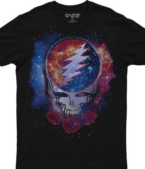liquid blue Cosmic Stealie Black Athletic T-Shirt