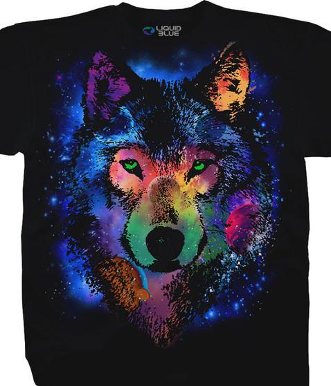 liquid blue Cosmic Wolf Black T-Shirt