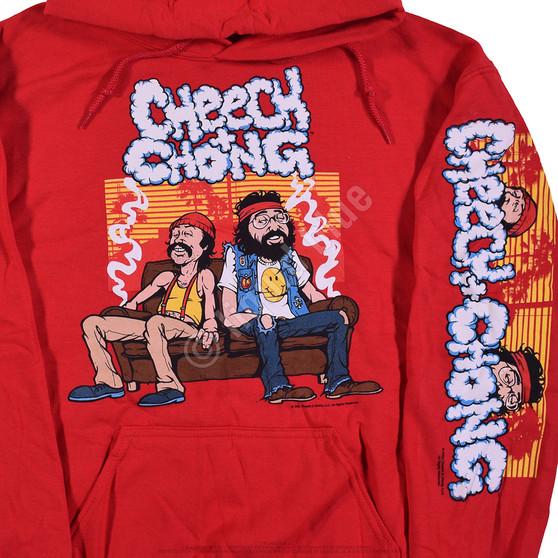 Liquid Blue Couch Locked Red Sleeve Printed Hoodie