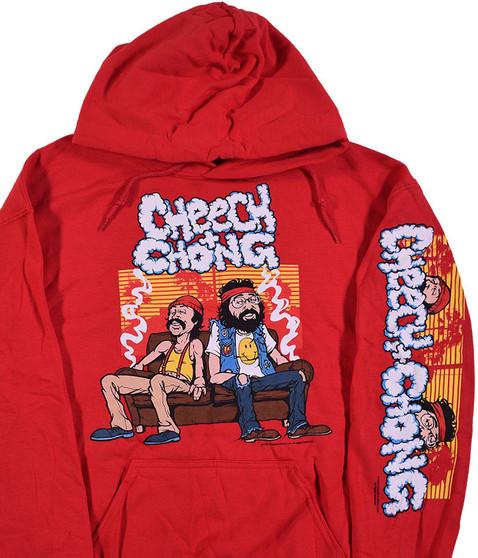 liquid blue Couch Locked Red Sleeve Printed Hoodie