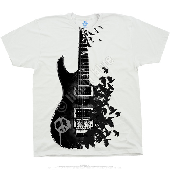 Liquid Blue Crow Guitar White T-Shirt
