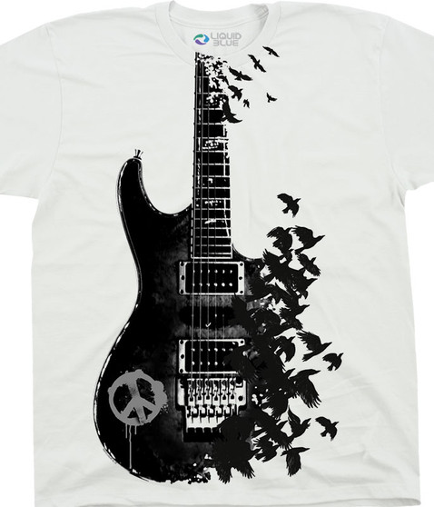 liquid blue Crow Guitar White T-Shirt