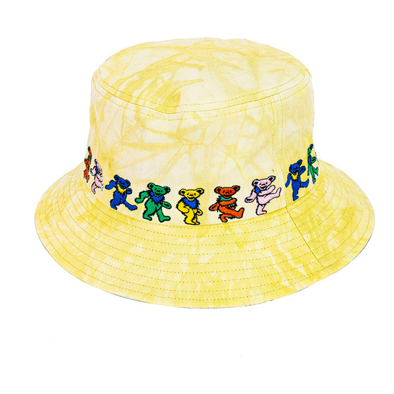 Liquid Blue Dancin Bear Tie-Dye Yellow Bucket Hat