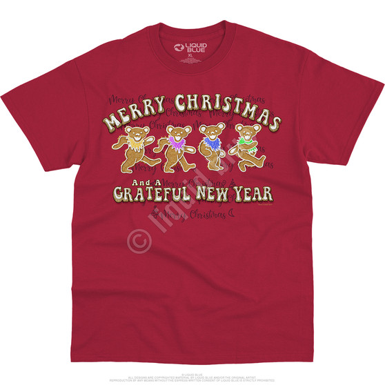 Liquid Blue Dancin' Gingerbread Bears Red T-Shirt