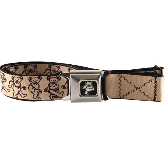 Liquid Blue Dancing Bear Seatbelt Belt Tan