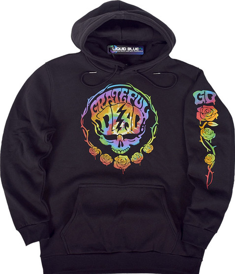 liquid blue Deadhead Black Sleeve Printed Hoodie