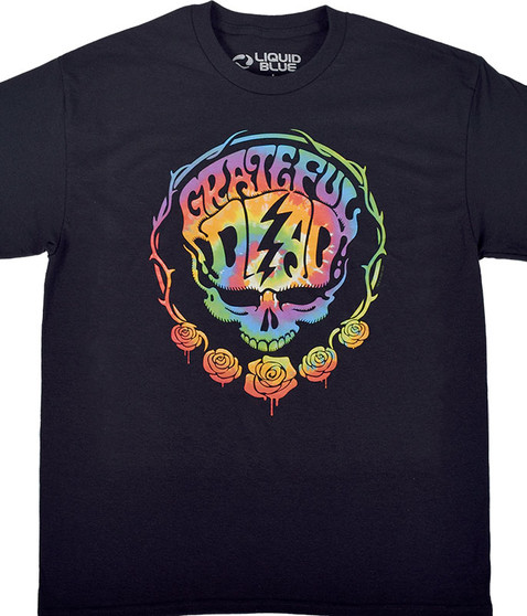 liquid blue Deadhead Black T-Shirt