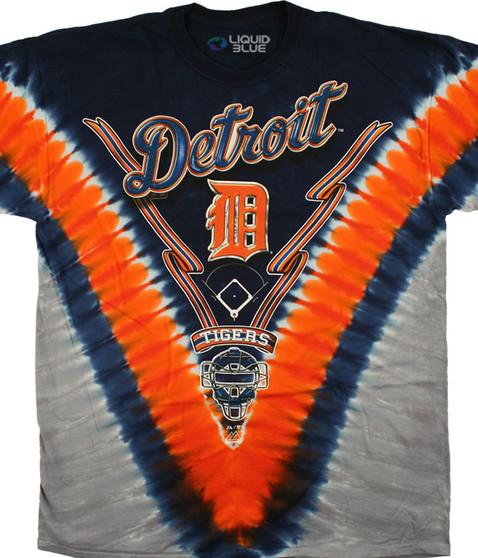 liquid blue Detroit Tigers V Tie-Dye T-Shirt