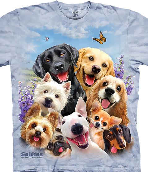 liquid blue Dogs Selfie Classic Cotton T-Shirt