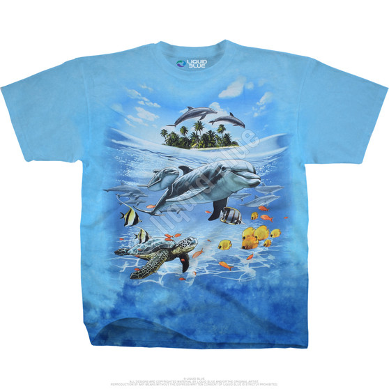 Liquid Blue Dolphin Domain Tie-Dye T-Shirt
