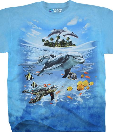 liquid blue Dolphin Domain Tie-Dye T-Shirt