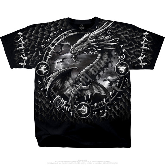 Liquid Blue Dragon Dreamcatcher Black T-Shirt