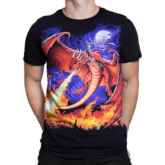 Liquid Blue Dragon Fire Black T-Shirt