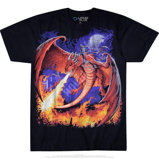 Liquid Blue Dragon Fire Black T-Shirt