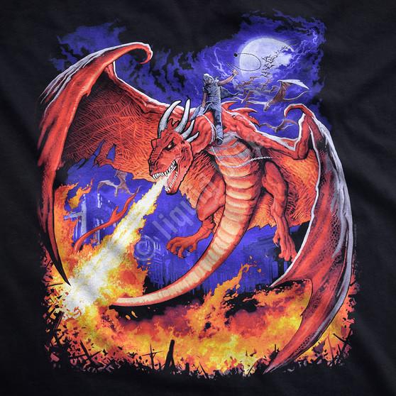 Liquid Blue Dragon Fire Black T-Shirt