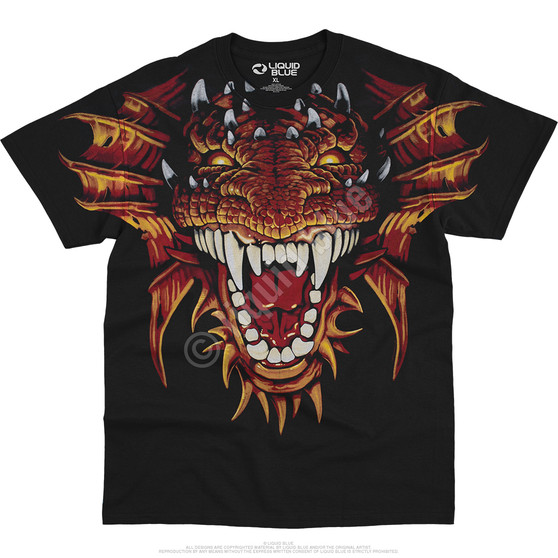 Liquid Blue Dragon Head Black T-Shirt