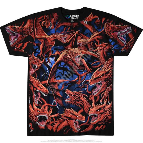 Liquid Blue Dragon Storm Black T-Shirt