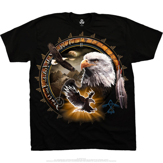 Liquid Blue Eagle Dreamcatcher Black T-Shirt
