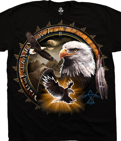 liquid blue Eagle Dreamcatcher Black T-Shirt