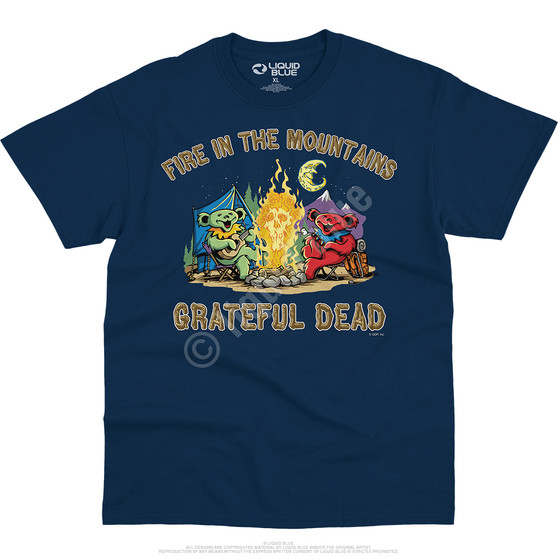 Liquid Blue Fire In The Mountain Navy T-Shirt