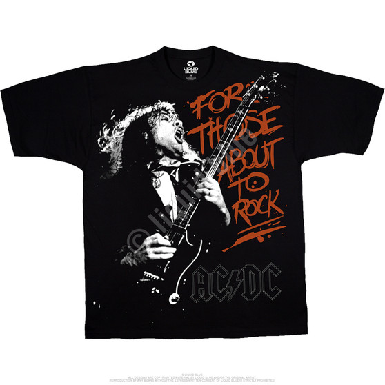 Liquid Blue For Those About To Rock Black T-Shirt
