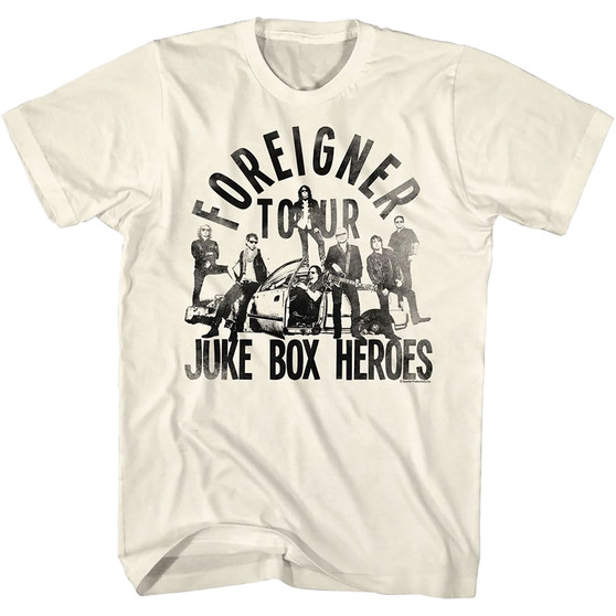 Liquid Blue Foreigner Juke Box Heroes Tan T-Shirt