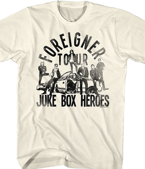 liquid blue Foreigner Juke Box Heroes Tan T-Shirt