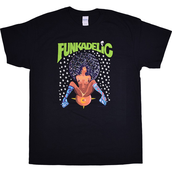 Liquid Blue Funkadelic Afro Girl Black T-Shirt
