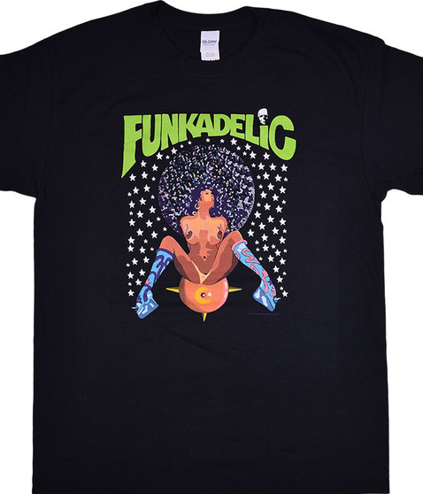liquid blue Funkadelic Afro Girl Black T-Shirt