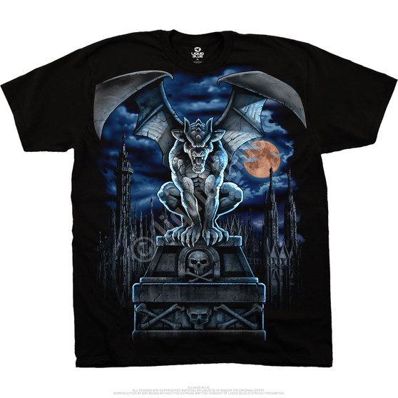 Liquid Blue Gargoyle Moon Black T-Shirt