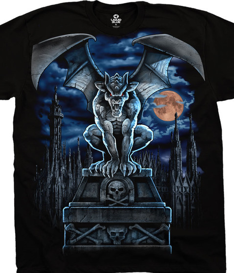 liquid blue Gargoyle Moon Black T-Shirt