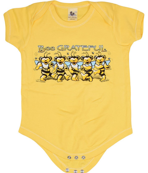 liquid blue GD Bee Grateful Yellow Onesie