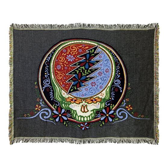 Liquid Blue GD Calaveras Stealie Woven Blanket