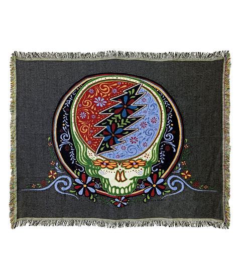 liquid blue GD Calaveras Stealie Woven Blanket