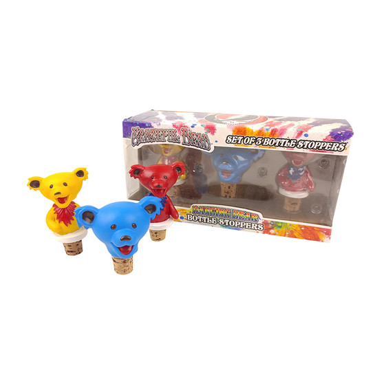 Liquid Blue GD Dancing Bear 3 Bottle Stopper Set