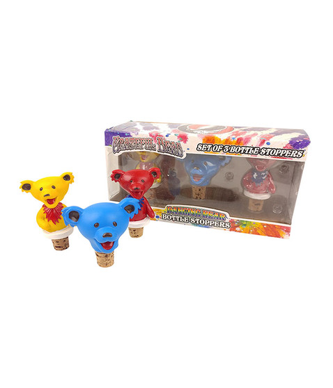 liquid blue GD Dancing Bear 3 Bottle Stopper Set
