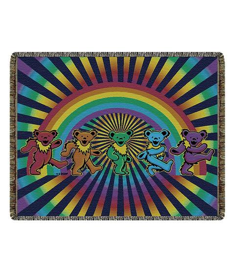liquid blue GD Rainbow Bears Woven Blanket
