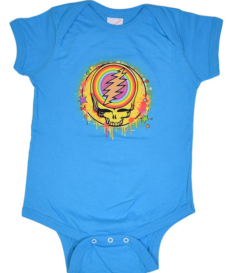 liquid blue GD Rainbow Splatter Blue Onesie
