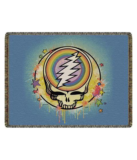 liquid blue GD Rainbow Splatter Woven Blanket