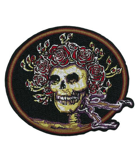 liquid blue GD Skull and Roses Oval Patch