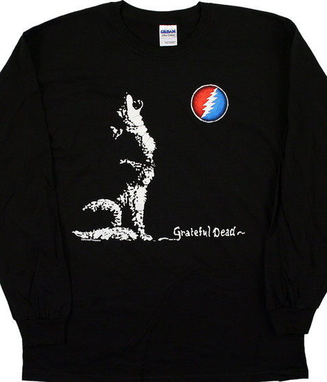 liquid blue GD Wolf Moon Black Long Sleeve T-Shirt