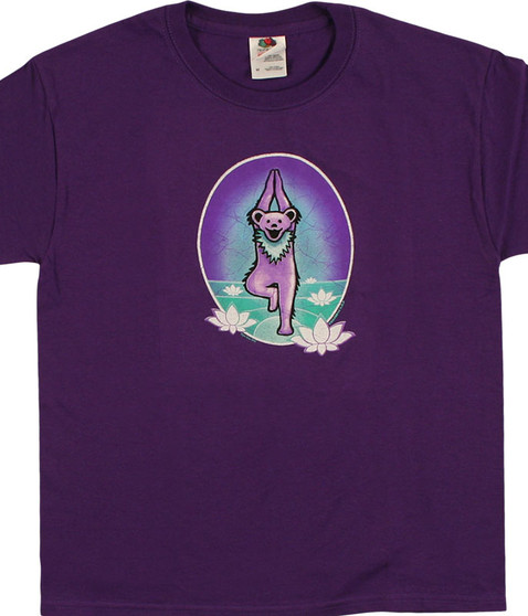 liquid blue GD Yoga Bear Youth Purple T-Shirt