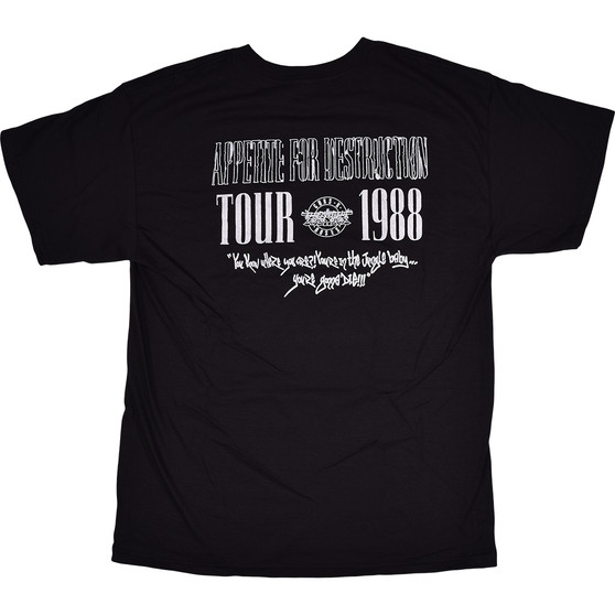 Liquid Blue GNR Appetite 1988 Tour Black T-Shirt