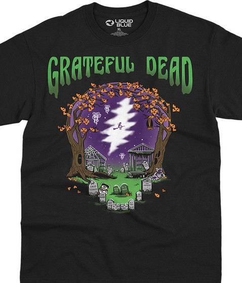 liquid blue Grateful Graveyard Black T-Shirt