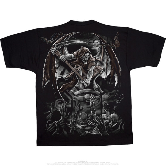 Liquid Blue Gravestone Reaper Black T-Shirt
