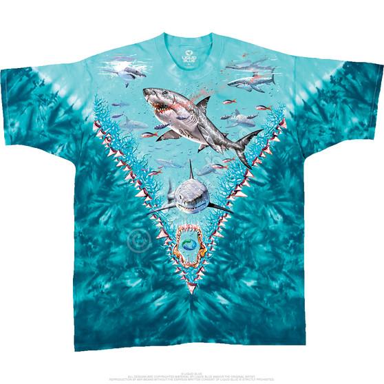 Liquid Blue Great White Sharks Tie-Dye T-Shirt