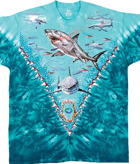 liquid blue Great White Sharks Tie-Dye T-Shirt