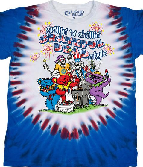 liquid blue Grillin n Chillin Tie-Dye T-Shirt