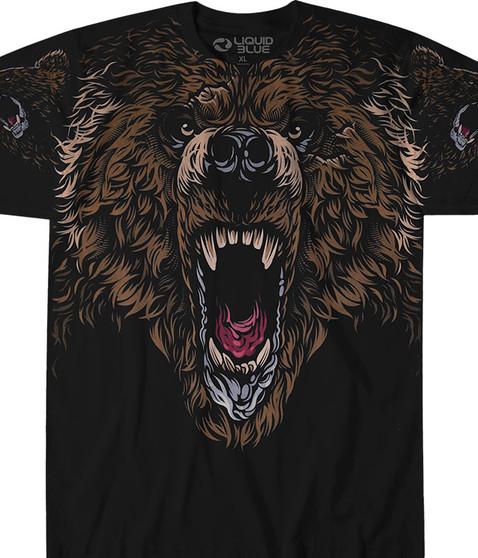 liquid blue Grizzly Attack Black T-Shirt